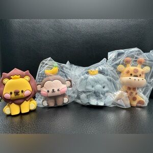 Jungle theme clay cake toppers monkey giraffe lion elephant